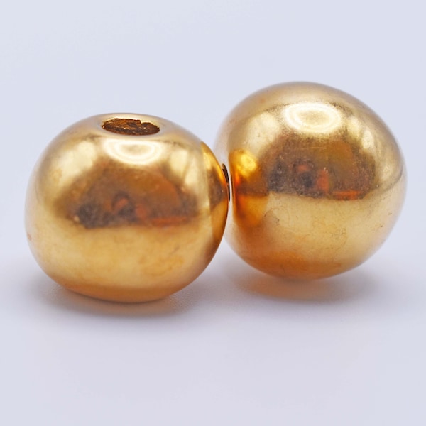 20mm Beautiful Grecian 24K Gold-Plated Terra Cotta Round Beads ~ set of 2