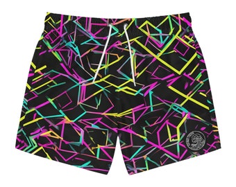 High Tide Supply Co. Neon 80s Themed Board Shorts | Retro Swimwear