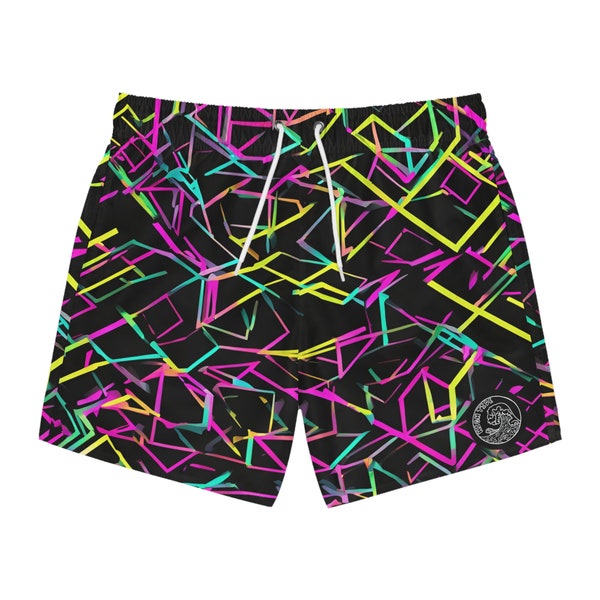 High Tide Supply Co. Neon 80s Themed Board Shorts | Retro Swimwear