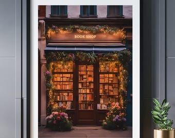 Bookstore Print: Cozy Book Nook Floral Art (Digital Download)