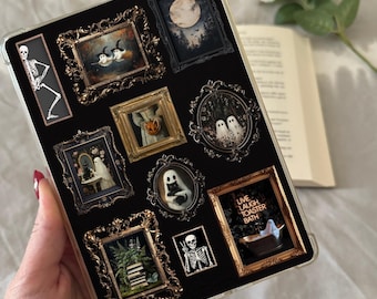 Halloween Kindle Insert: Geist, Schwarze Katze, Vintage Rahmen (Digitaler Download)
