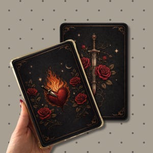 Fantasy Kindle-insatspaket / Flaming Hearts Dagger Gothic Design