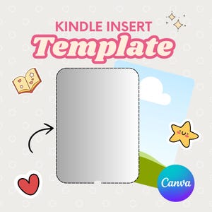 Modello di inserimento Kindle modificabile in Canva. Custodia trasparente per Kindle Colorsoft, Kindle Scribe e Kindle Paperwhite. Custodia per iPad mini/e-reader.