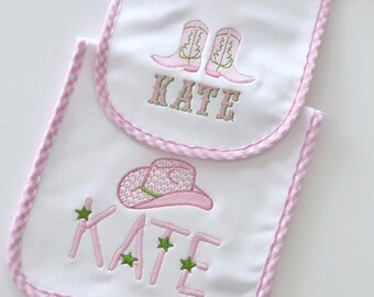 Bib & Burp Cowgirl Name KATE