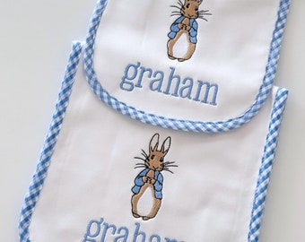 Bib & Burp Cloth Peter Rabbit Name "graham"