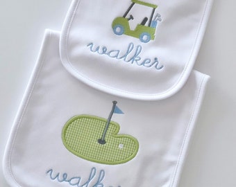 Bib & Burp Cloth Golf Name "walker"