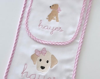 Bib & Burp Cloth Puppy Name hayes