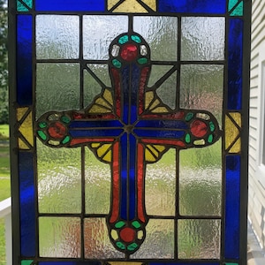 Gothic Cross Stained Glass Panel