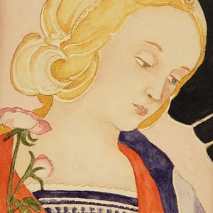 Saint Rose Watercolor Painting (4 1/2&quot; x 6 1/2&quot; painting size, outside mat is 8&quot; x 10&quot;)