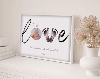 Handprint Footprint Photo Art  | Customised Baby Keepsake | Personalised Baby Gift | New Mum Dad Gift | Baby Shower | New Baby gift