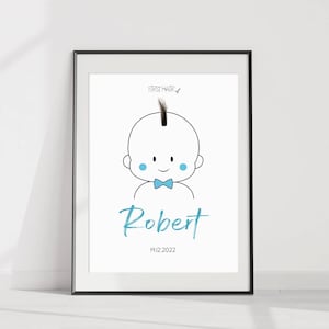 Gepersonaliseerde eerste knipbeurt van het kind aandenken Digitaal printen - Digitale kaart babykamer - Babycadeau aangepast babycadeau Eerste haar