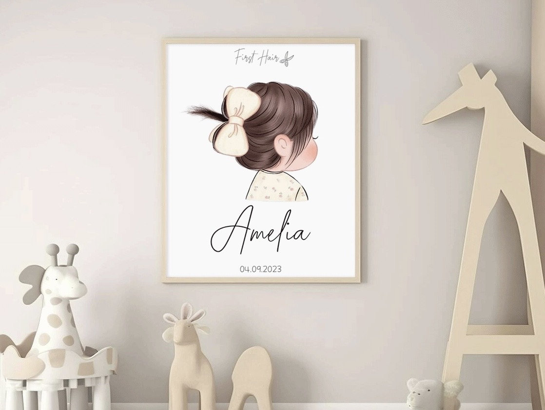 Personalized Child's First Haircut Keepsake Digital Printing Baby Room ...