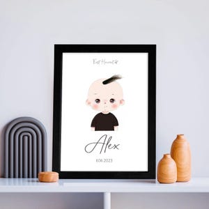 Gepersonaliseerde eerste knipbeurt van het kind aandenken Digitaal printen - Digitale kaart babykamer - Babycadeau aangepast babycadeau Eerste haar