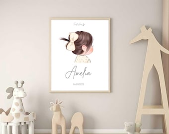 Personalized Child&#39;s First Haircut Keepsake Digital Printing - Baby Room Digital Card - Baby&#39;s First Haircut Custom Baby Gift First Hair