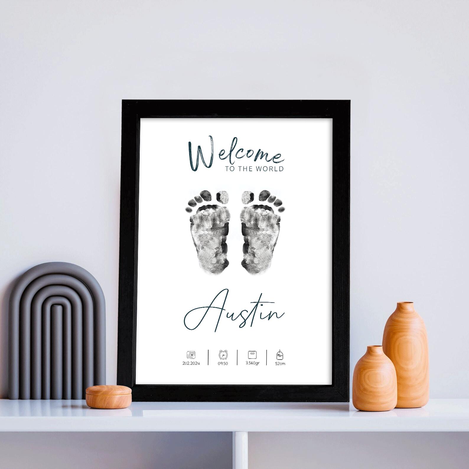 Handprint Footprint Photo Art  | Customised Baby Keepsake | Personalised Baby Gift | New Mum Dad Gift | Baby Shower | New Baby gift
