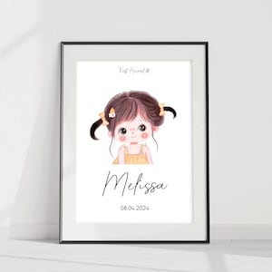 Gepersonaliseerde eerste knipbeurt van het kind aandenken Digitaal printen - Digitale kaart babykamer - Babycadeau aangepast babycadeau Eerste haar