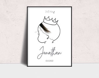 Personalized Child&#39;s First Haircut Keepsake Digital Printing - Baby Room Digital Card - Baby&#39;s First Haircut Custom Baby Gift First Hair