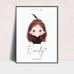 Stampa digitale personalizzata del ricordo del primo taglio di capelli del bambino - Scheda digitale per la cameretta del bambino - Primo taglio di capelli del bambino Regalo personalizzato per bambini Primo taglio di capelli