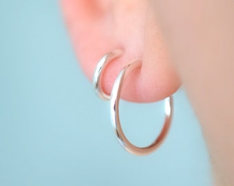 Hoop earrings in sterling silver nickel free multi piercings stud earrings minimalist earrings dainty studs circle