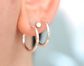 Chunky silver hoop earrings with nickel free minimalist hoops multiple piercings mix and match medium sized hoops in nickel free silver