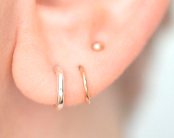 Small chunky hoop earrings with posts in sterling silver nickel free multi piercings stud earrings minimalist earrings dainty studs circle