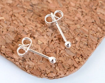 Dainty mini ball stud earrings in sterling silver for minimalist men or women