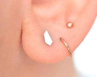 Handmade Sterling Silver Geometric Stud Earrings: Dainty Minimalist Jewelry