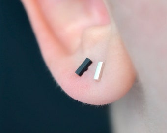 Stevige sterling zilveren 5 mm bar stud oorbellen voor minimalistische mannen of vrouwen