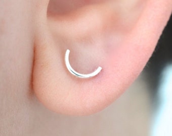 Half circle earrings, crescent moon arched earrings, celestial jewelry, dainty earrings, gift for her