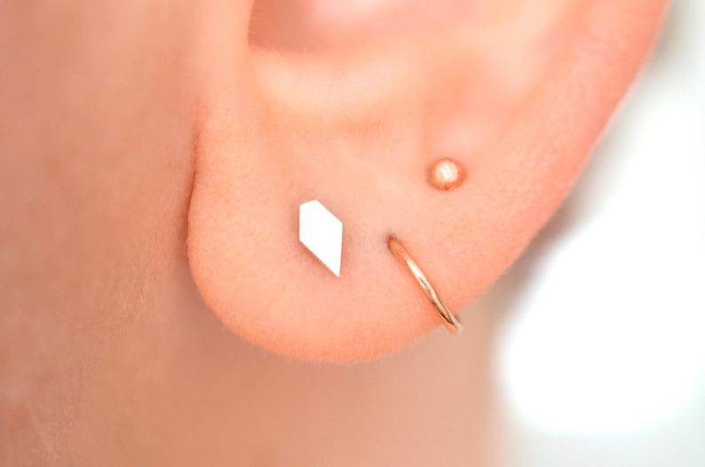 Stud earrings, geometric earrings, dainty earrings, triangle earrings, gift for her image 1