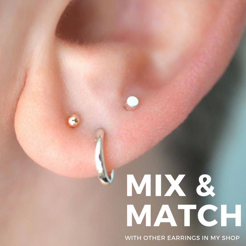 Gold dot stud earrings gold ball earrings 14k yellow gold Etsy