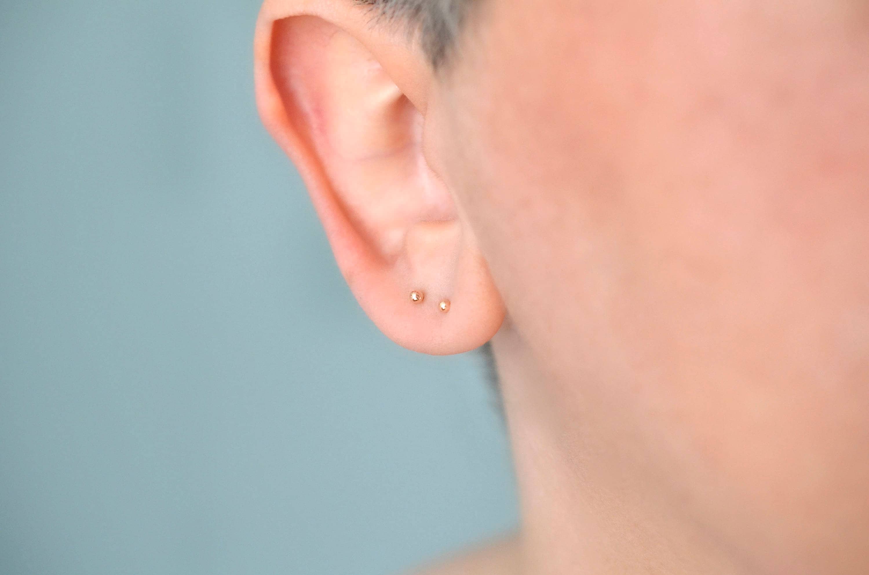 Gold dot stud earrings gold ball earrings 14k yellow gold Etsy