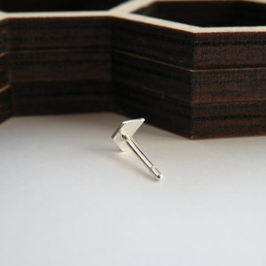 Tiny chevron arrow stud earrings in sterling silver for men and women image 4