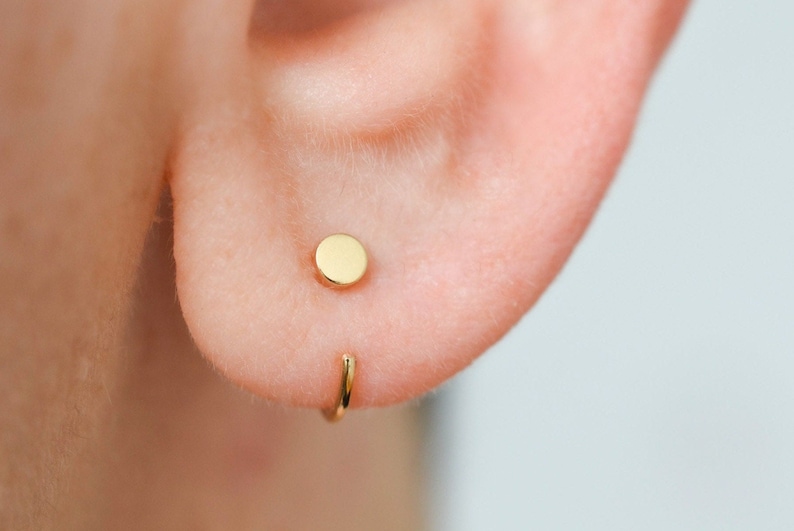 Solid 14k yellow gold minimalist ear hugger dainty open sleeper Solid 14k yellow gold minimalist ear hugger dainty open sleeper