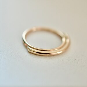 Double layer hoop earrings in solid 14k yellow gold with 8mm inner diameter image 4