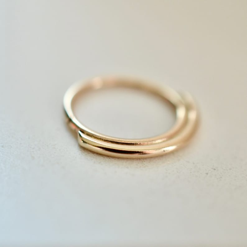 Double layer hoop earrings in solid 14k yellow gold with 8mm inner diameter image 4