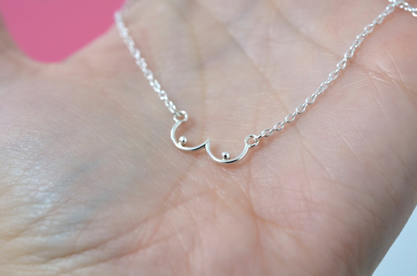 Boobs Necklace Boob Necklace Dainty Silver Necklace Etsy UK