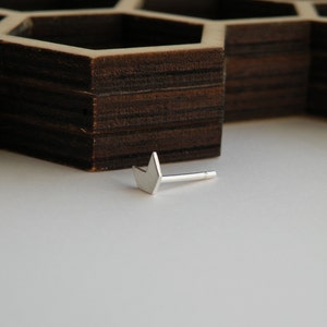Tiny chevron arrow stud earrings in sterling silver for men and women image 5