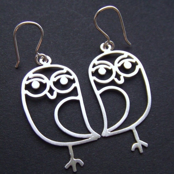 Sweet Owls - sterling silver owl earrings