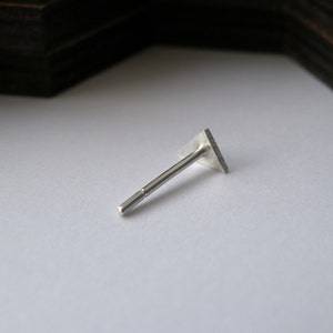 Little triangle stud earrings in sterling silver for minimalist men or women with single or multiple piercings image 4