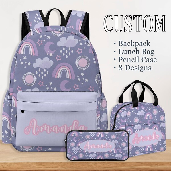 Girls Backpack for School Lunch Box Etsy