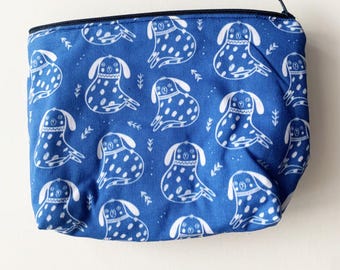 Staffordshire Pottery Inspired Dog Pouch in bright blue.