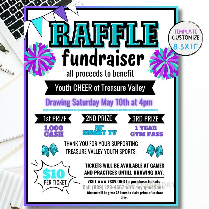 Charity Raffle Grid 50/50 Raffle Template - Etsy