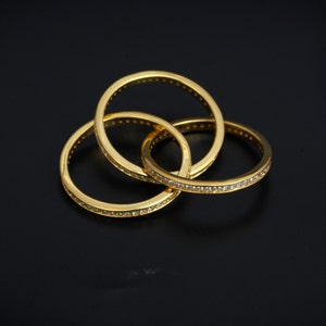 Bague entrelacée en moissanite, bague multi-maillons, anneau à trois roulements, bague pour femme en or jaune 14 carats, parure de bague en diamant, Spinelli Dupe