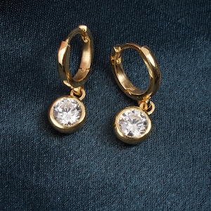 Dainty Huggie Moissanite Hoop Earrings, Clip On Diamond Earrings, 14K Real Gold Earrings, Silver Clip On Earring, Women's Wedding Earrings