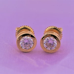Moissanite/Diamond Stud Earring, Gold Stud Earrings, Moissanite Screw Back Studs, Brilliant Round Dainty Diamond Earrings Stud Gift For Her