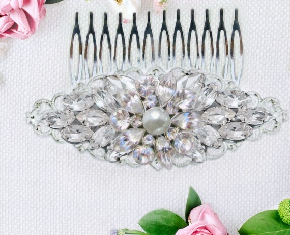 Bridal Hair Clip Pearl Silver Wedding Hair Comb Decorative Etsy