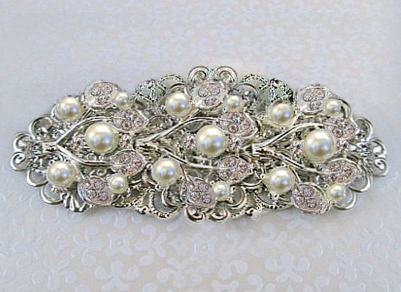 Wedding Barrette Pearl Hair clip Bridal Hair Comb Ivory | Etsy