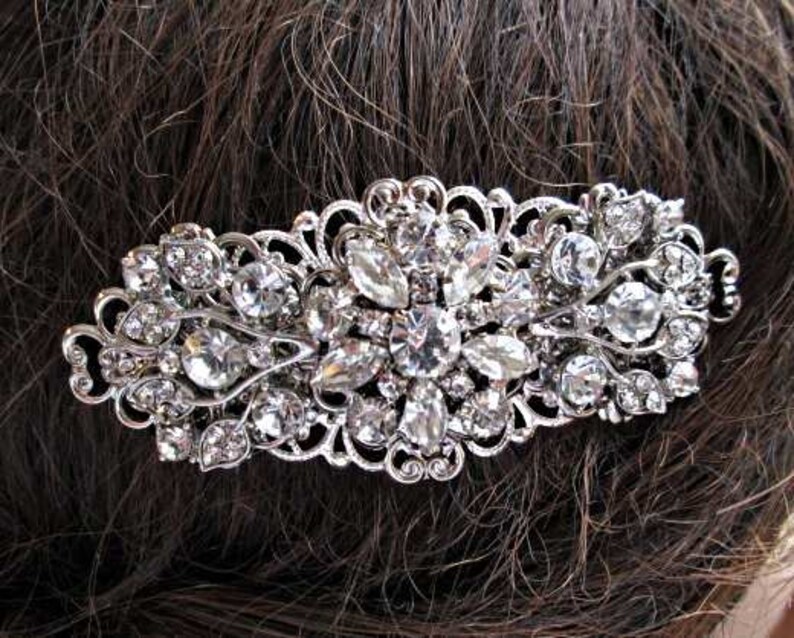 vintage style Silver hair clip Decorative Comb Wedding hair Comb Bridal hair clip Wedding Hair accessory crystal comb Bridal Barrette