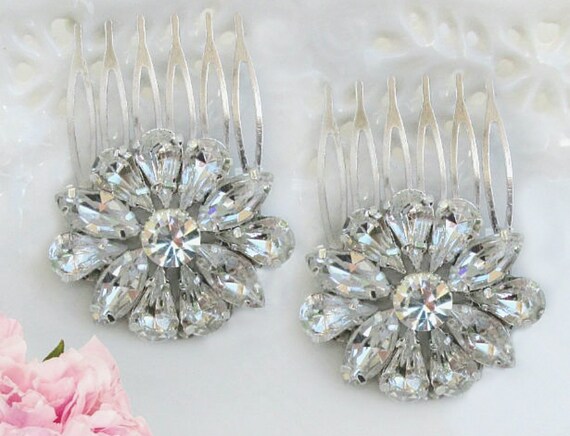 Decorative Hair Comb Set Small Bridal Clips Silver Hair Etsy